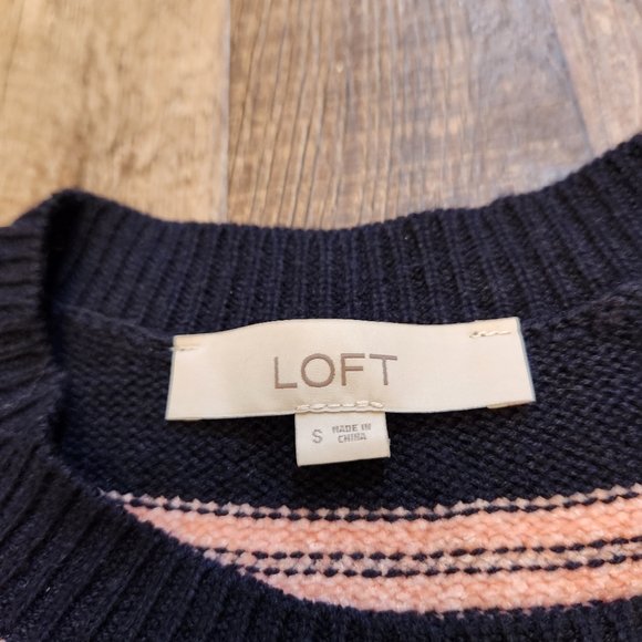 LOFT Cold Shoulder Striped Sweater - Picture 3 of 4